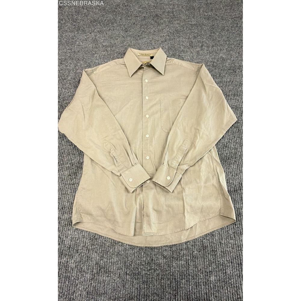 Vintage 90s Joseph Abboud 100% Egyptian Cotton Button Up Shirt‎ Tan Sz 15 32/33